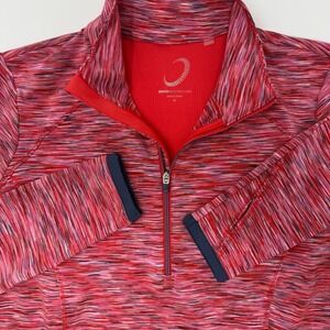 Zero Restriction Women's XS Red Multi Color Stripe 1/4 Zip Athletic Pullover Top